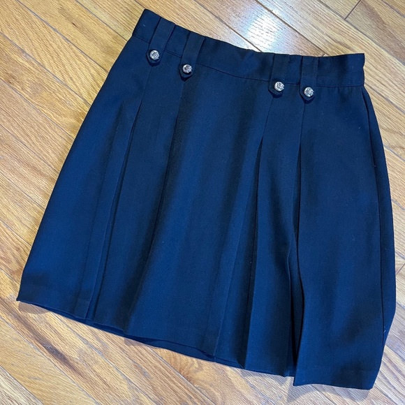 Vintage 90s Preppy Double Button Pleated / Flared Skirt - Picture 1 of 6